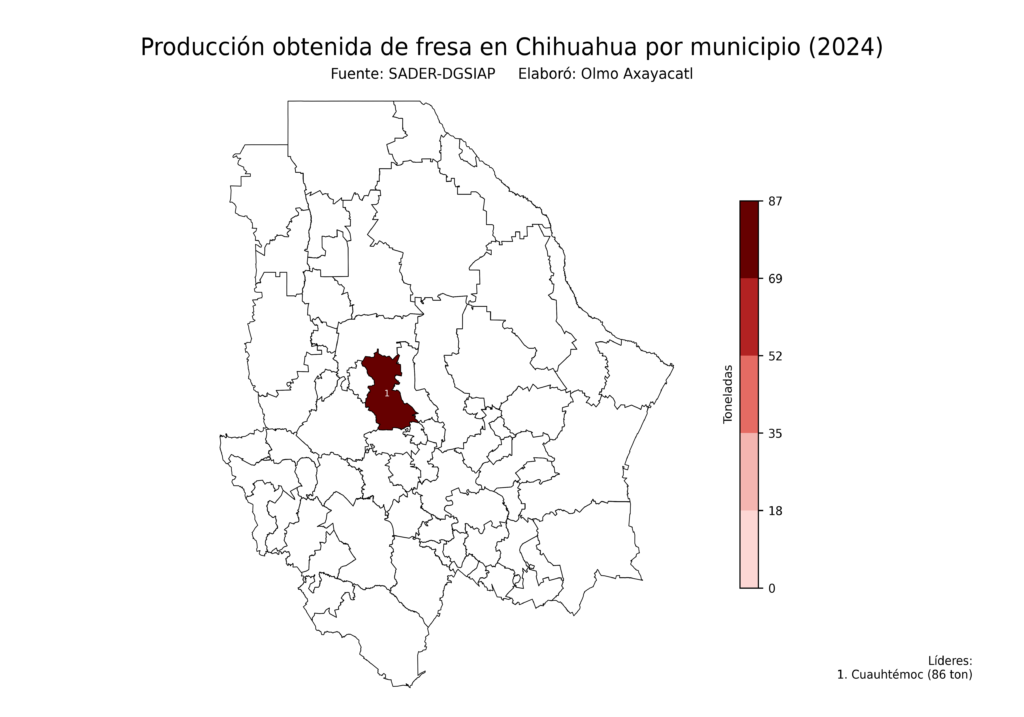 México Producción Agrícola Fresa Chihuahua (producción obtenida)