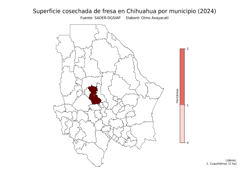 México Producción Agrícola Fresa Chihuahua (superficie cosechada)