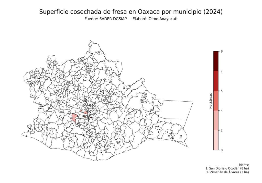 México Producción Agrícola Fresa Oaxaca (superficie cosechada)